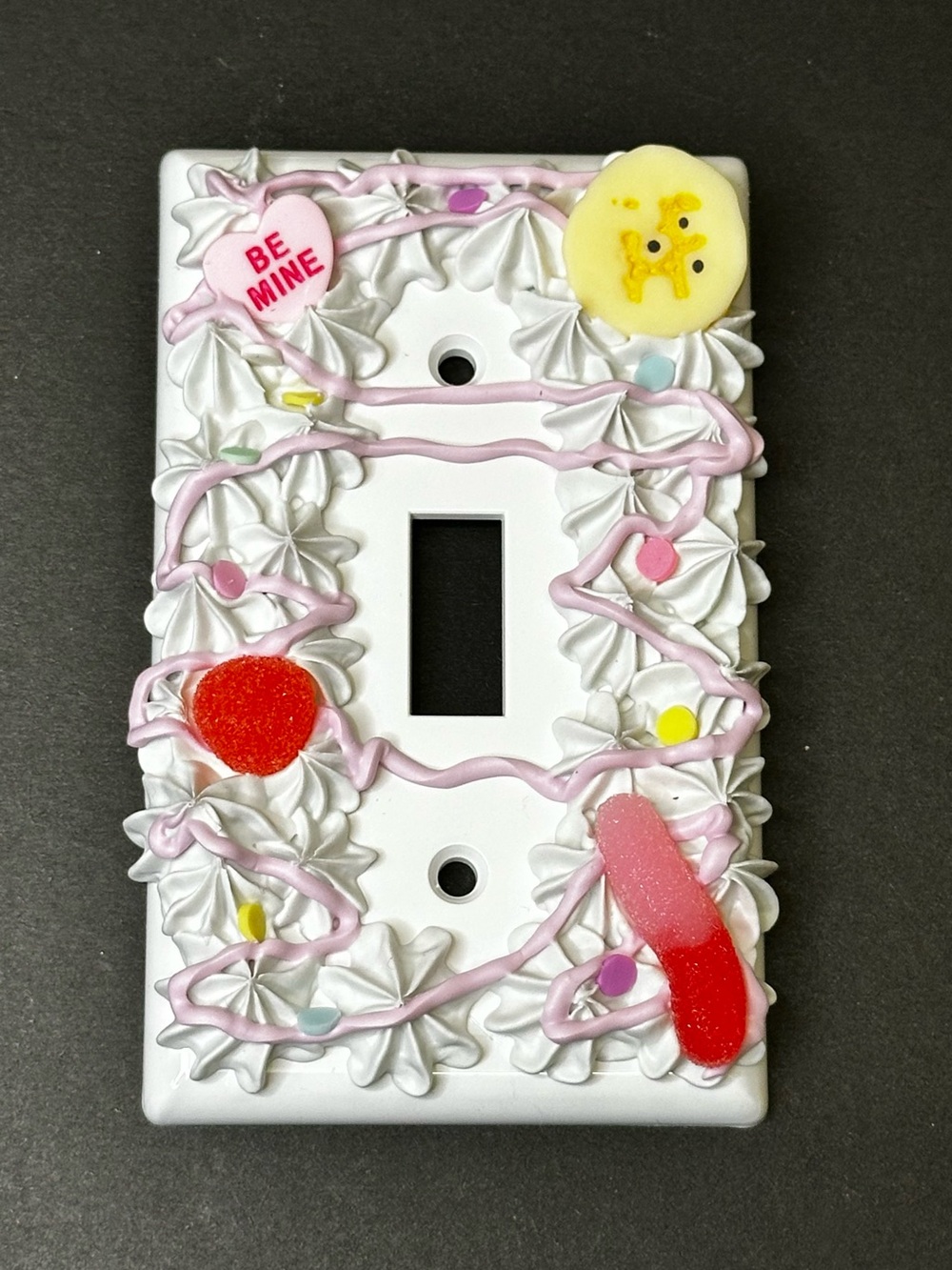 Decorative Pink & White Candy-Themed Light Switch Cover